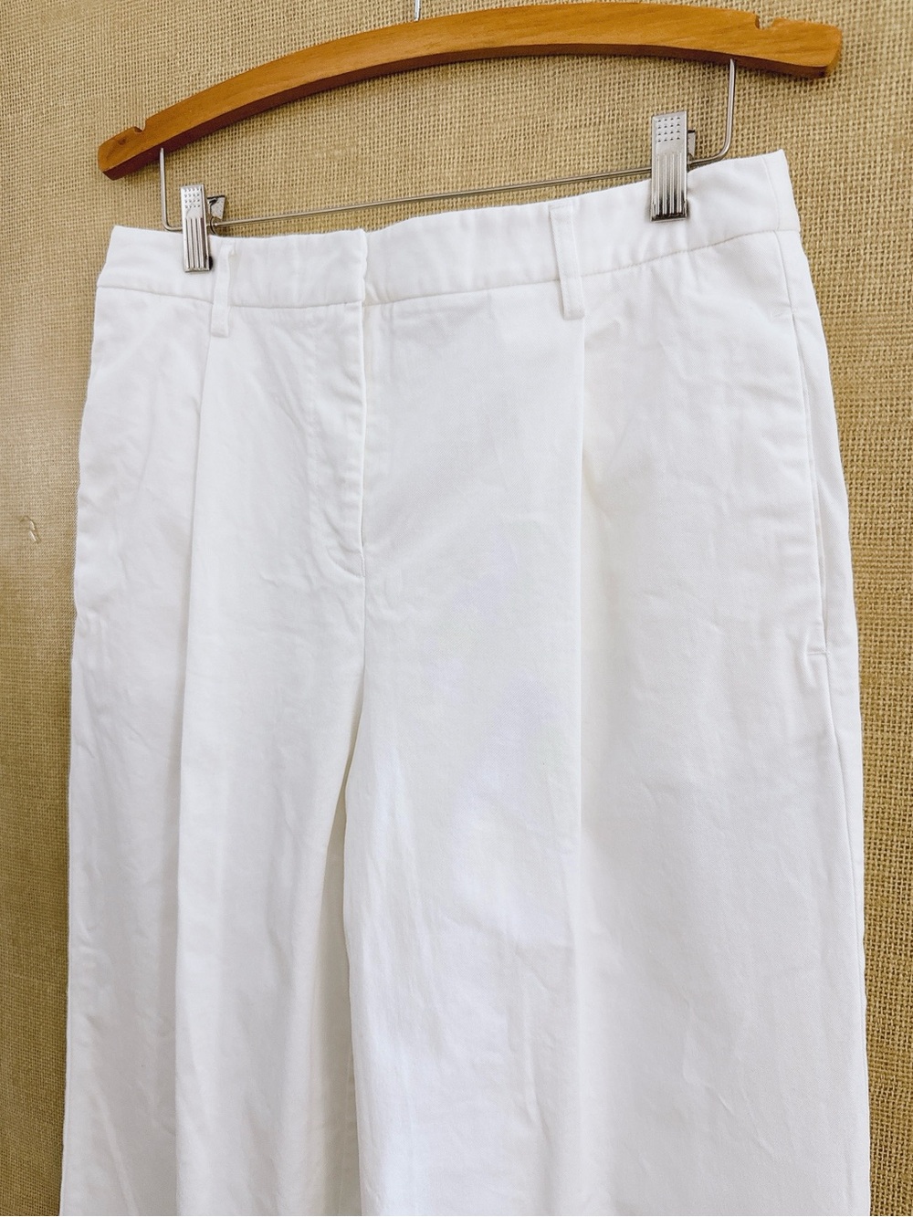 Matteau Organic Cotton Chino Pants Wide Leg High Rise White Trousers Women 8 - Picture 5 of 13